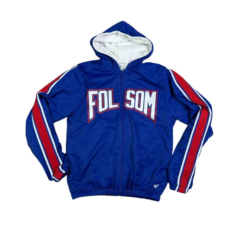 Vintage Varsity Folsom Polyester Full-Zip Hooded Jacket Men's XS